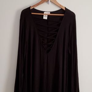NWT Wet Seal Black Criss-Cross Dress 3X V-Neck
